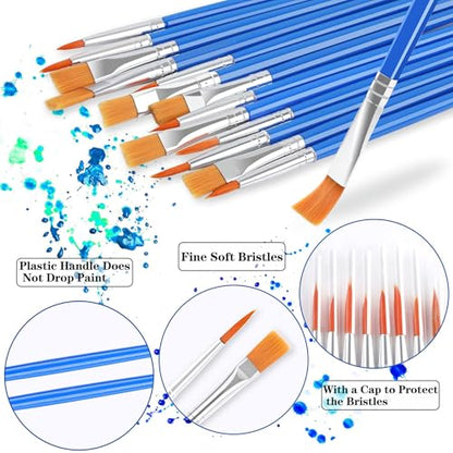 DECYOOL 60 Pcs Paint Brushes, Round Flat Small Brush Bulk for Painting - style: MIX(30Flat +30Round)