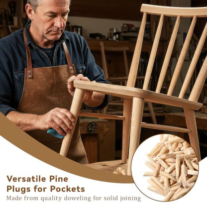 Myspace 300 Pcs Solid Wood Pocket Hole Plugs, 3/8 Inch Pine Wood Plugs
