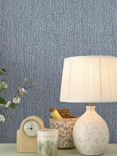 Grasscloth Peel and Stick Wallpaper Blue Contact Paper 16in x 393in - color: Blue, size: 15.7" x 393.7"
