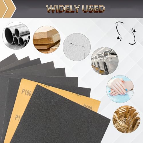 12-Sheet Premium 400 Grit Wet Dry Sandpaper, 9 x 11 Inch - style: 400Grit