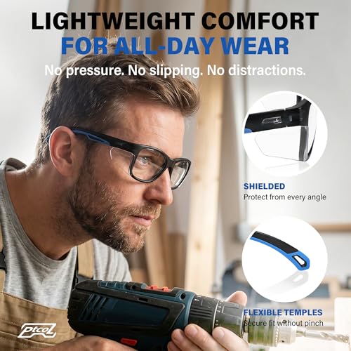 ANSI Z87.1 Safety Glasses with Side Shields, Clear Anti-Fog Scratch-Resistant Lightweight Protective Eyewear UV Protection, Durable Work Glasses for Construction, Lab & DIY