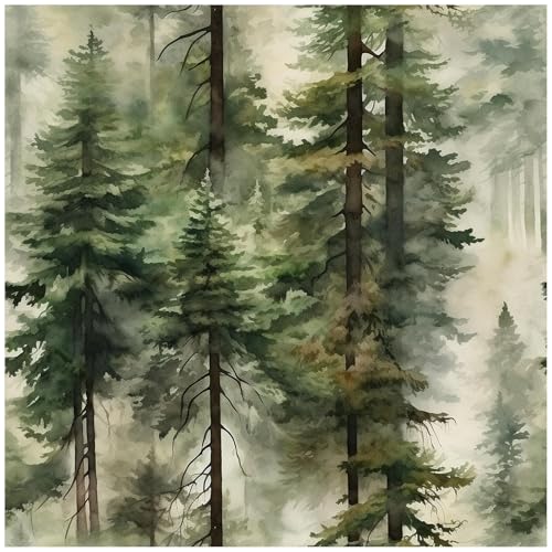 HAOKHOME Forest Peel and Stick Wallpaper Tree Green Mural Woodland Nature - color: Green, size: 17.3in x 9.8ft