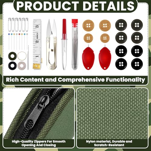 Suncalla 1 Pack Military Survival Sewing Kit Travel Emergency,Army Green - color: Army Green