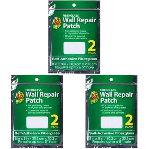 Duck Brand Fiberglass Wall Repair Patch, White, 8 Inches x 8 Inches, 6 Pack (283997) - size: 8 in x 8 in (Pack of 3)