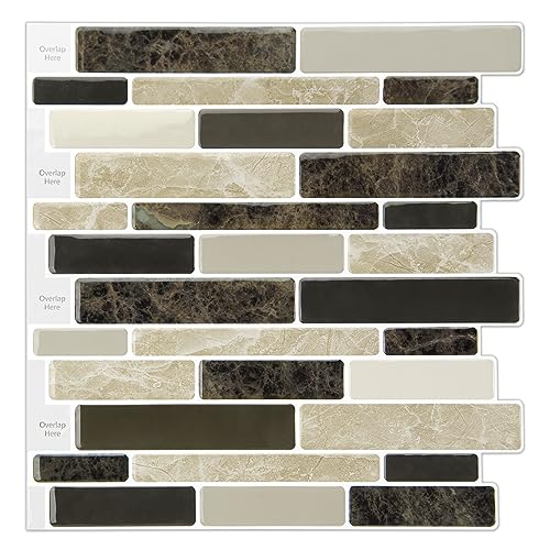 WOWSTAR 10-Sheet Peel and Stick Backsplash Tile for Kitchen Wall, Back Splash Stick On Tiles for Kitchen (12"x12", Tan) - color: Tan
