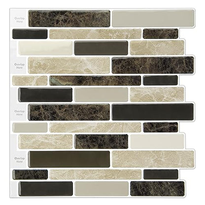 WOWSTAR 10-Sheet Peel and Stick Backsplash Tile for Kitchen Wall, Back Splash Stick On Tiles for Kitchen (12"x12", Tan) - color: Tan