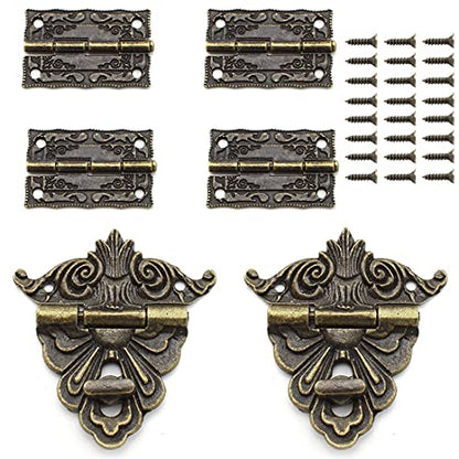 SDTC Tech Retro Bronze Alloy Latch Lock and Engraved Painten Hinge - color: A2E4 Kit