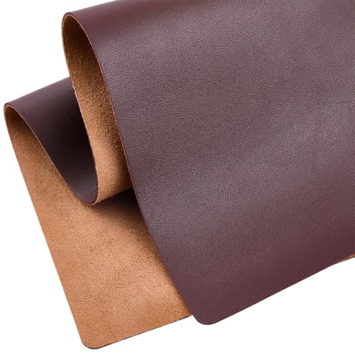 24 x 13 Inch 1.5mm Tooling Leather Square PU Leather Fabric Scratch-Resistant Soft Leatherette Sheet Waterproof Synthetic Dark Brown Solid Color Faux Suede Roll Vinyl for DIY Sewing Crafts - color: Dark Brown