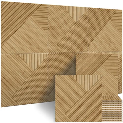 BUBOS 6-Pack Acoustic Panels, Wood Grain Sound Absorbing Panels, 23.6x23.6 - color: Light Diamond Weave, size: 72 * 48 Inches