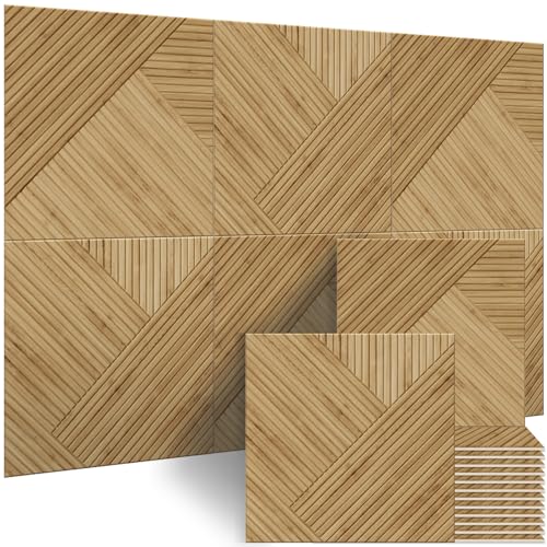BUBOS 6-Pack Acoustic Panels, Wood Grain Sound Absorbing Panels, 23.6x23.6 - color: Light Diamond Weave, size: 72 * 48 Inches