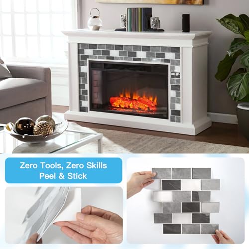 Art3d 10-Pack Subway Tiles Peel and Stick Backsplash, Granite, 12 x 12 Inch - color: Granite