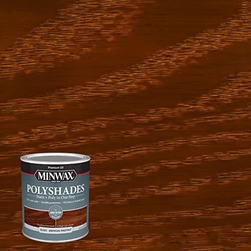 Minwax PolyShades Wood Stain + Polyurethane Finish – Quart, American Chestnut, Gloss - color: American Chestnut, size: 1 Quart, style: Gloss