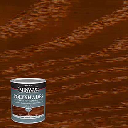 Minwax PolyShades Wood Stain + Polyurethane Finish – Quart, American Chestnut, Gloss - color: American Chestnut, size: 1 Quart, style: Gloss
