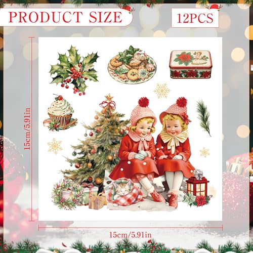 12 Pcs Santa Christmas Rub-On Transfers for Furniture & Crafts, 6 x 6 Inch - style: Christmas Santa