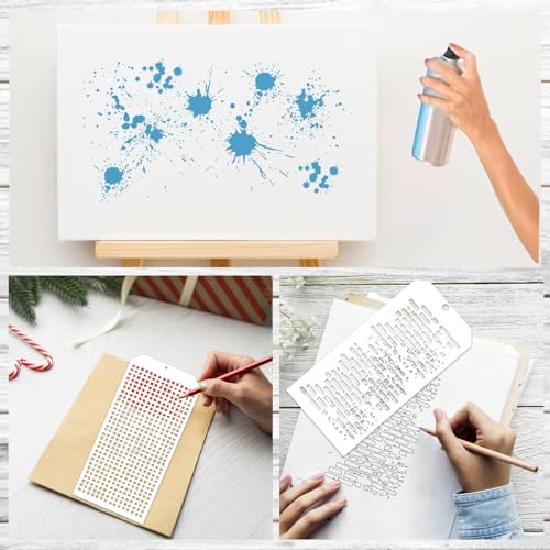 8 Pieces Stencils for Crafts Mixed Media Texture Brick Layering Stencils - style: 8 texture