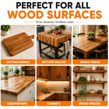 Rhino Wax Cutting Board Spray Cleaner - Food-Safe for All Wood Surfaces