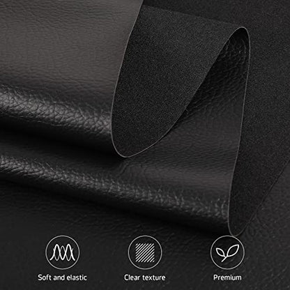 Marine Vinyl Upholstery Faux Leather Fabric, 1 Yard Black - color: Black, size: 1 Yard 55" x 36" (Pre-cut)