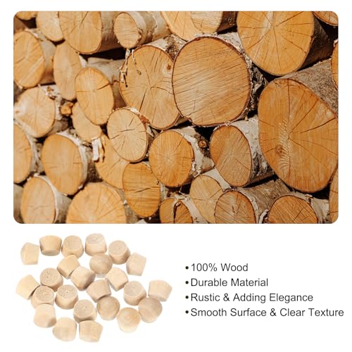 uxcell 56Pcs Wood Button Plugs, 7.5mm/0.3" Flat Head Hardwood Screw Hole Plug Wooden Caps Buttons Wood Plug for Furniture Woodworking Craft Decor (9mm x 7.5mm) - size: 9x7.5x8mm