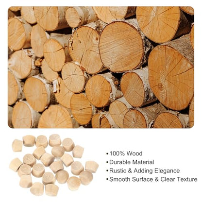 uxcell 56Pcs Wood Button Plugs, 7.5mm/0.3" Flat Head Hardwood Screw Hole Plug Wooden Caps Buttons Wood Plug for Furniture Woodworking Craft Decor (9mm x 7.5mm) - size: 9x7.5x8mm
