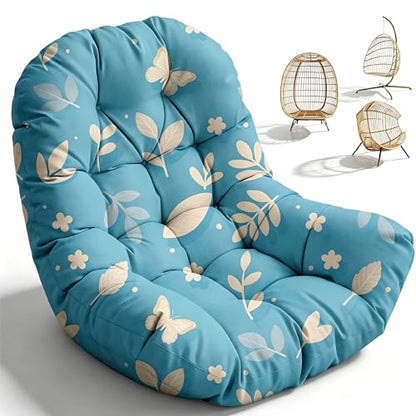 Hanging Egg Chair Cushion 47x35x7 Inches Waterproof Blue Butterfly - color: Blue Butterfly