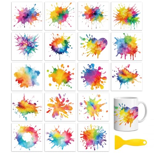 Peacoblue Color Splatter Rub On Transfers for Craft, Transfer Sticker - style: Color Splatter