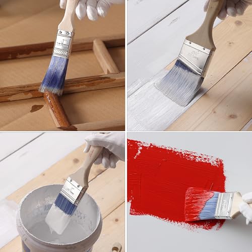 Bates- Angle Paint Brushes for Walls and Trim, 2-Inch, 4 pcs, Stubby & Long Treated Wood Handles, 2 Inch Paint Brushes - color: Wood Handle Angle, size: 4 Pack, 2" Stubby & Long