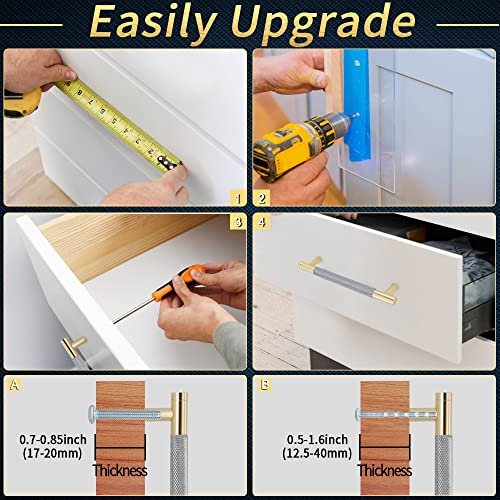 16" Length Knurled Cabinet Pulls 12 Pack - 10" Hole to Hole, Grey & Gold - color: Gray, size: 256mm | 10 inch C/C