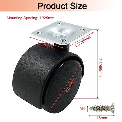 2 Inch Swivel Caster Wheels, Plate Caster, 4pcs - style: 2 Inch