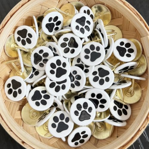 100PCS Flat Upholstery Tacks with Paw Pattern D16mm White - color: 16mm White