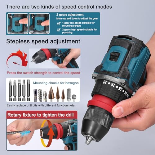 18V 2 in 1 Power Drill, Electric Screwdriver, Screw Driver