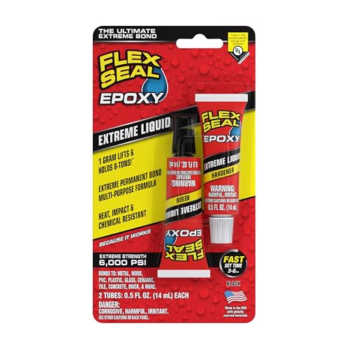 Flex Seal Epoxy Extreme Liquid Waterproof Adhesive, Black, 2 x 0.5 oz Tubes - style: 2 Tubes: 0.5 fl oz (14 mL) Each