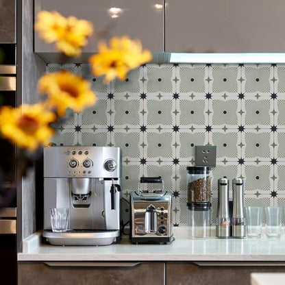 VICCI 12Pcs Peel and Stick Backsplash Tile Stickers, Waterproof Wall Tiles - color: Art-226, size: 5.9x5.9IN*12PCS