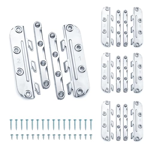 POWERTEC Surface Mounted Bed Rail Brackets 8PK, Bed Frame Fasteners Hardware with Mounting Screws, Bed Rail Hooks for Wood Bed Frame 71425-P2 - size: Set of 8