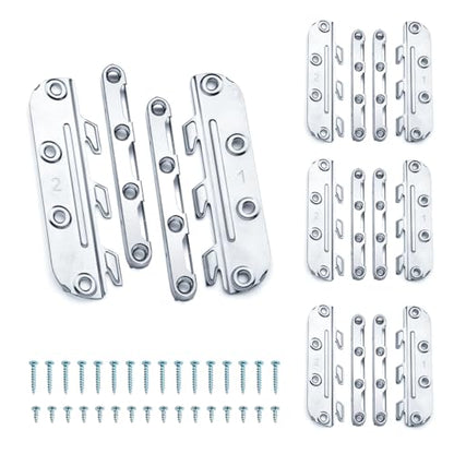 POWERTEC Surface Mounted Bed Rail Brackets 8PK, Bed Frame Fasteners Hardware with Mounting Screws, Bed Rail Hooks for Wood Bed Frame 71425-P2 - size: Set of 8