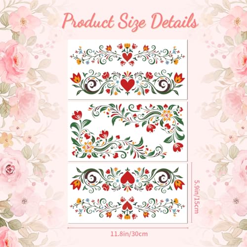 Peacoblue Dutch Folk Flowers Rub On Transfers for Furniture Craft 6"x12"