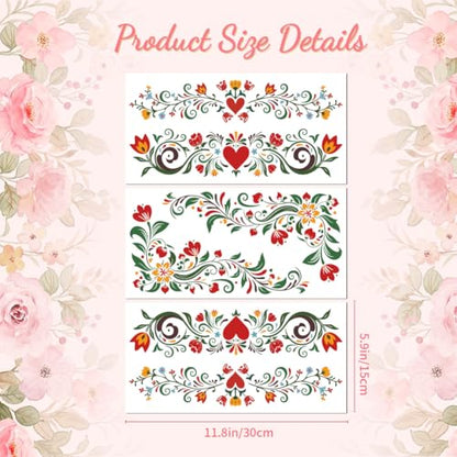 Peacoblue Dutch Folk Flowers Rub On Transfers for Furniture Craft 6"x12"