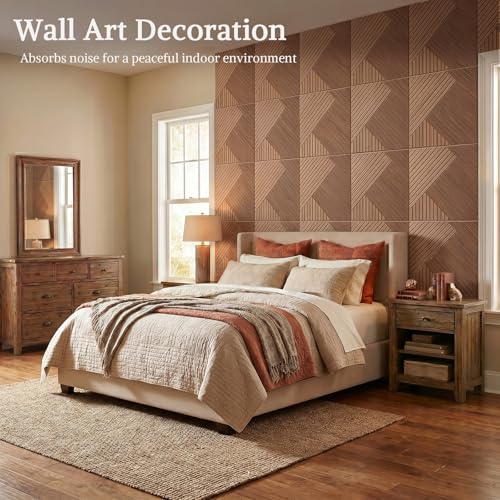 Acoustic Wall Panels, 8 Piece 23.62" X 23.62" Peel and Stick Wall Panels - color: Tri-Tone Chevron Weave, size: 94 X 48 Inches