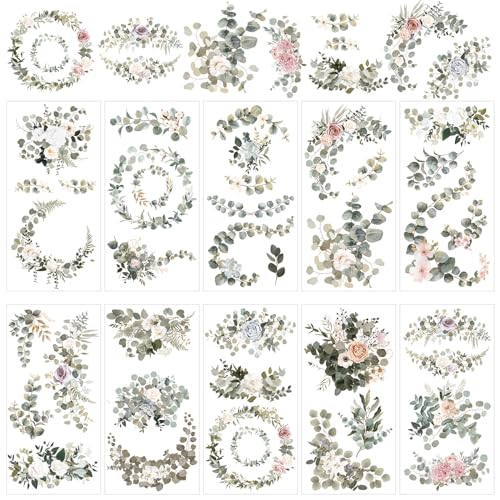 10 Sheets Botanical Flower Rub on Transfers for Craft 6 x 12 Inches