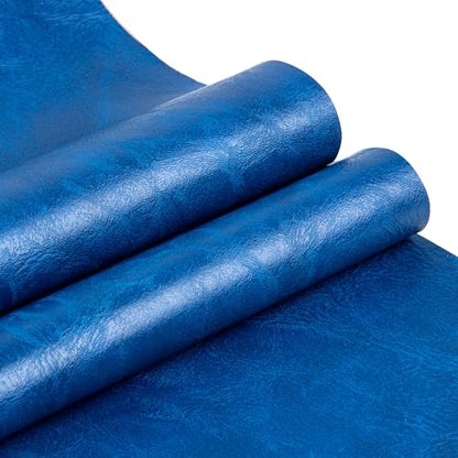 Faux Leather Fabric Sheet, 36 x 54 Inches, Texture Synthetic Material for DIY Crafts, Leather earings,Upholstery, Automotive, Sofa Projects Individual 1 Yard Cut (R-Blue, One Yard) - color: R-blue, size: One Yard