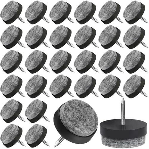 Nail-on Furniture Felt Pads, 30Pack 28mm Round Table Chair Leg Pad - color: Black, size: Φ 28 mm