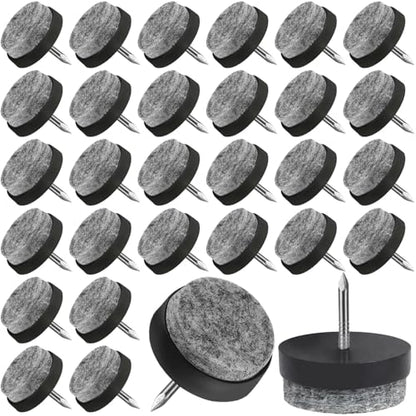 Nail-on Furniture Felt Pads, 30Pack 28mm Round Table Chair Leg Pad - color: Black, size: Φ 28 mm