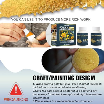 Gold Leaf Kit, Gold Leaf Sheets for Art Gilding Adhiseve Set