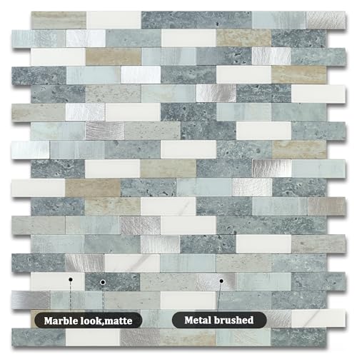 BeNice Peel Stick Backsplash Brick Stone Wall Tile Blue Gray 10pcs