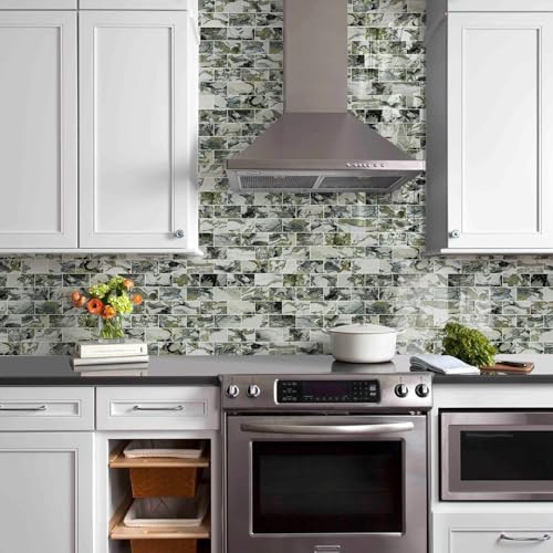 Vamos Tile 100-Pack Peel and Stick Backsplash Tile,3" x 6" Subway Tile - color: Ice Green