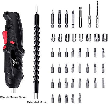 JENABOM Electric Screwdriver, 3.6V Cordless Drill, 44pcs Bit Set - color: Black