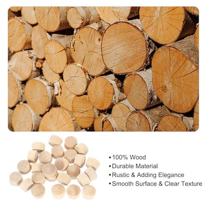uxcell 56Pcs Wood Button Plugs, 8mm/0.31" Flat Head Hardwood Screw Hole Plug Wooden Caps Buttons Wood Plug for Furniture Woodworking Craft Decor (9mm x 8mm) - size: 9x8x6mm