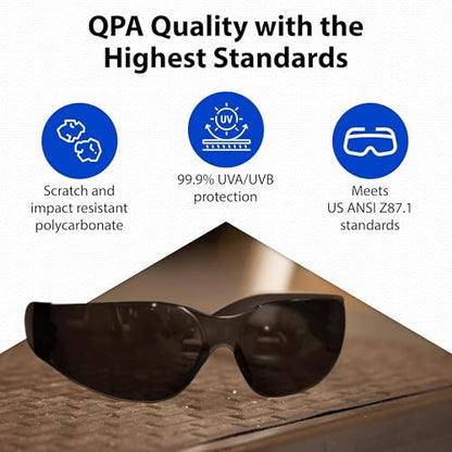 Quest Anti-Fog Safety Glasses, ANSI Z87.1, Smoke, Pack of 10 - color: Smoke, size: Pack of 10