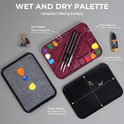 Nicpro All-in-One Miniature Painting Kit with 18 Model Paints & Wet Palette - color: 18 Model Paint + Wet Palette