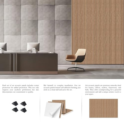 ArtVivid 6 Pack Large Acoustic Panels, Sound Proof Foam Panels for Walls - color: Natural Walnut, size: 24"×24"(6pcs)