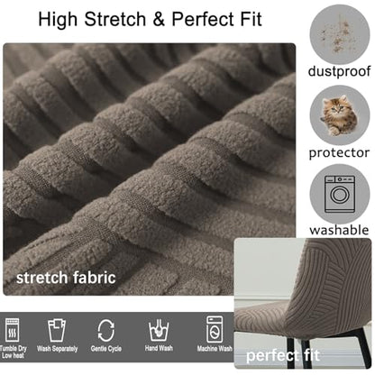 HAOYONG Modern Dining Chair Covers Printed Shell Chair Cover Lounge Armless Chair Cover Stretchable Slipcovers for Kitchen, Office, Dining Room and Living Room(Set of 2) - color: Coffee, size: 2 PCS